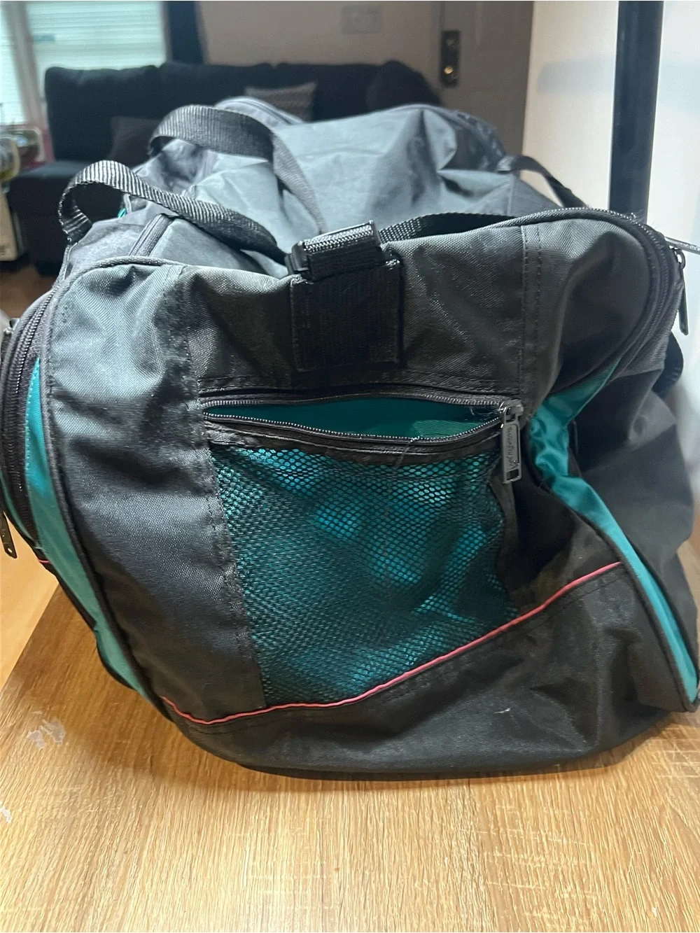 McGregor Black Duffel Bag with Teal and Pink Accents